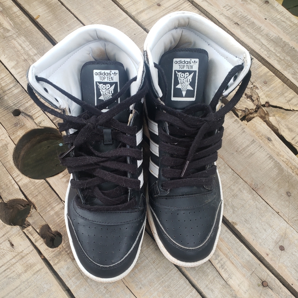 Adidas Black and White Top 10 High-Top Sneakers - Picture 2 of 6